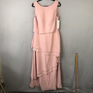 Wear Your Love Dress Womens Large Pink Sleeveless Layered Chiffon Formal Gown